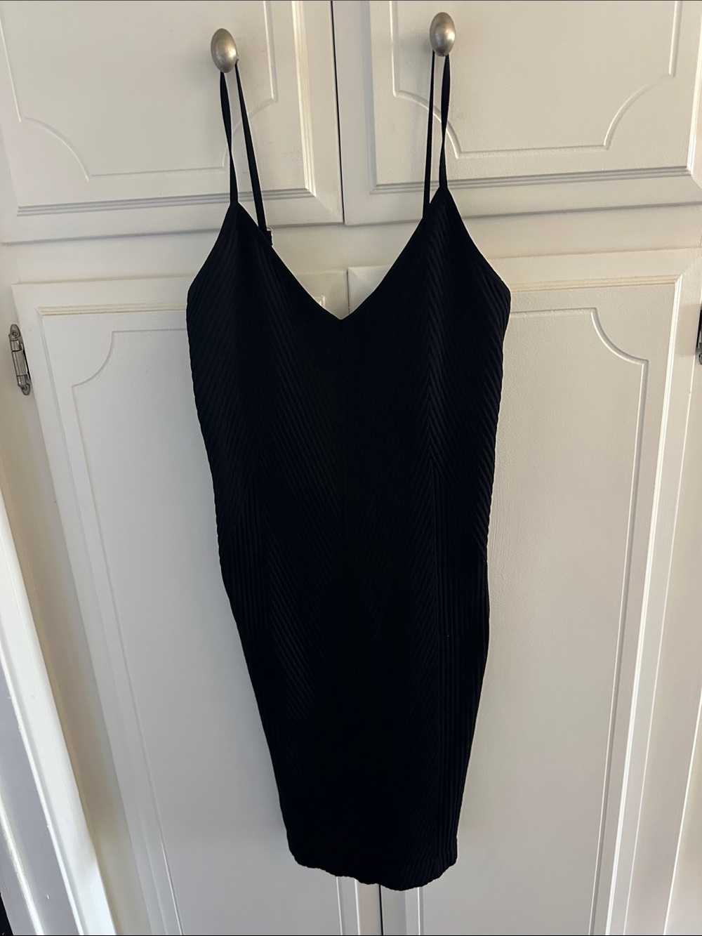 Spiritual Gangster Black Ribbed Spaghetti-Strap Shel bra Mini Dress